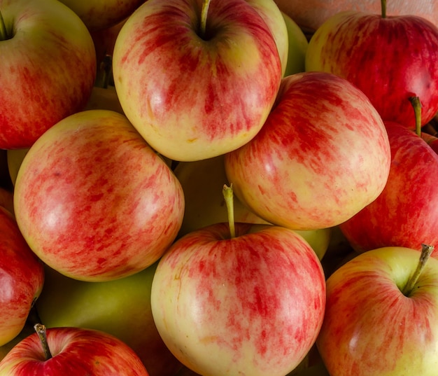 Ripe apples top view.