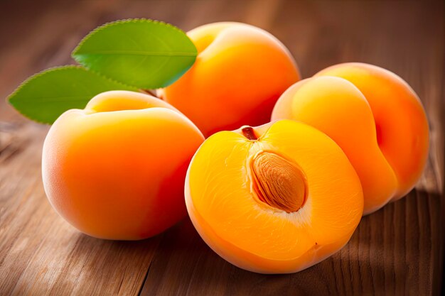 색 배경 에 있는 오렌지 과일 제품 의 근접 사진 과 달 한  이 있는 익은 아브리코스 건강