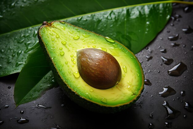 Photo ripe avocado leaf white