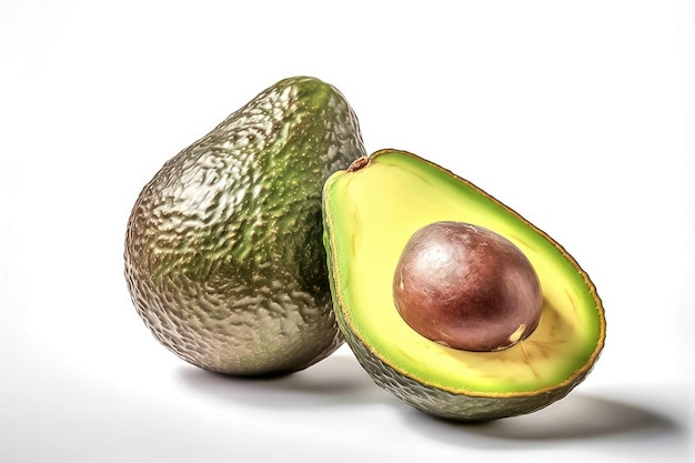 Ripe avocados on a white background