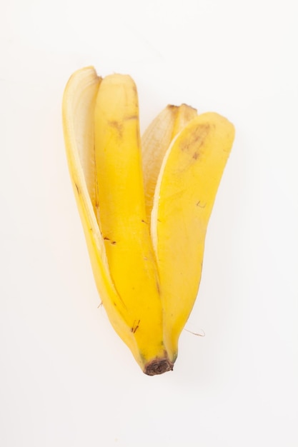 Ripe banana peel isolated on white background