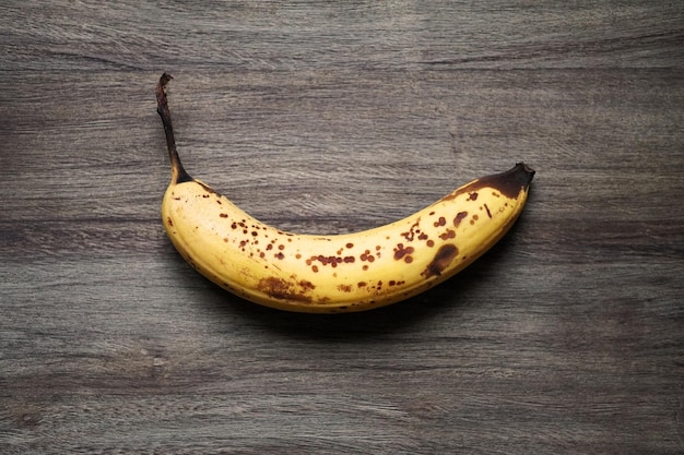 Ripe banana with brown spots