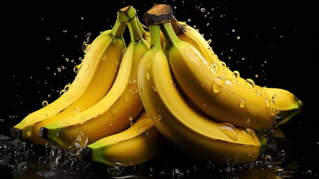 Ripe bananas on dark background