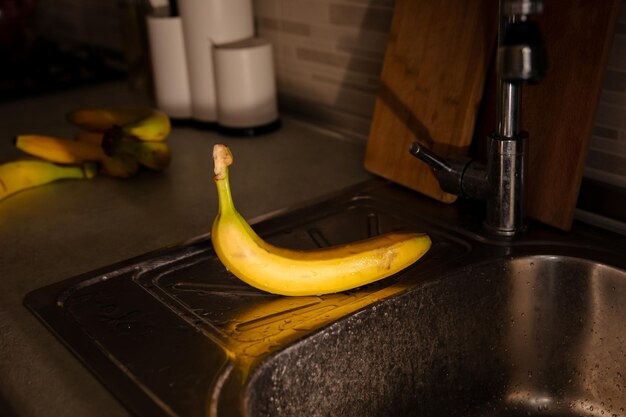 Ripe Bananas on a Table Colorful and Healthy Fruit Stock Photography