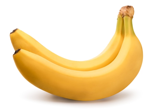 Foto banane mature su sfondo bianco