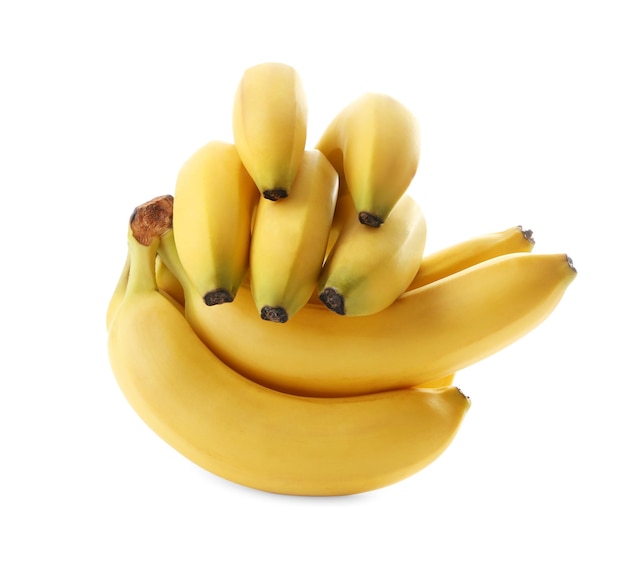 Ripe bananas on white background