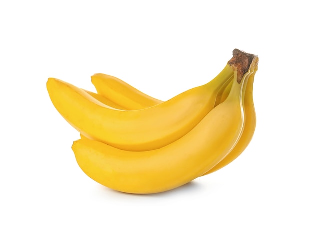 Ripe bananas on white background