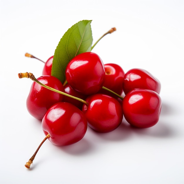 Photo ripe barbados cherry on white background