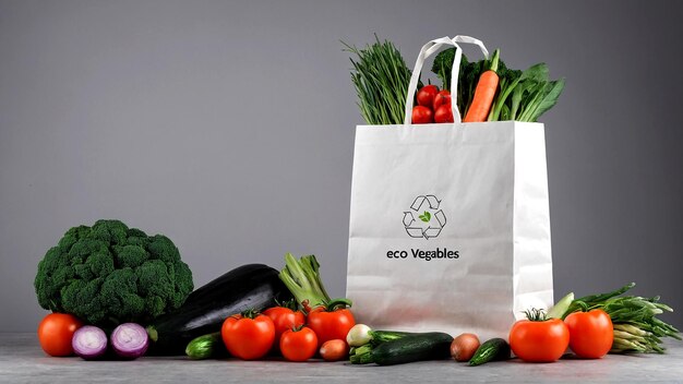 Ripe beautiful tasty organic fruits in paper bags on the table