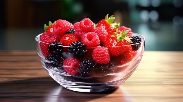 Ripe berries in a glass bowl freshness and sweetness for every day