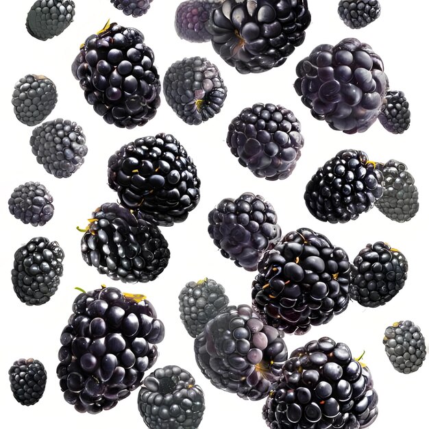 Ripe blackberries levitate white background 0_030610