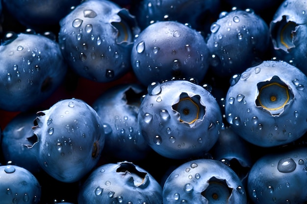 Ripe blueberries background A close up of blueberries