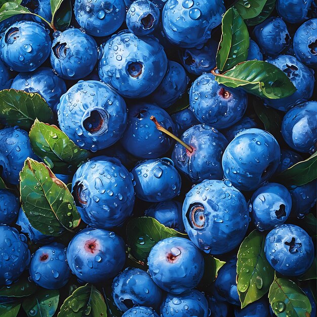 Ripe blueberries on a bush in the forest shallow depth of field