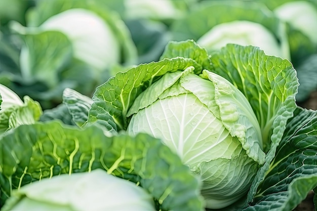 Ripe cabbage in the field