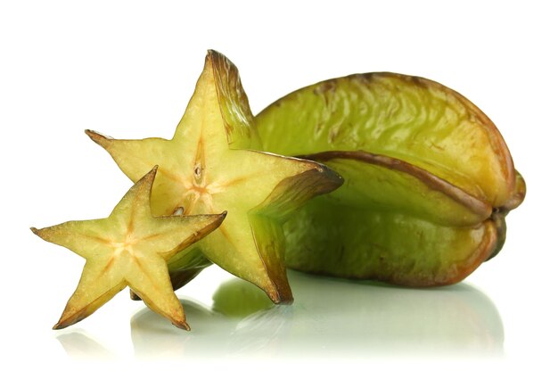 Ripe carambola isolated on white