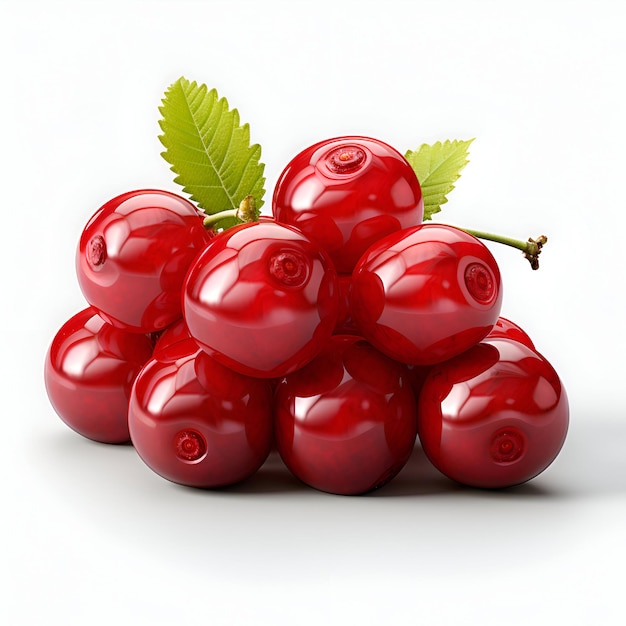 Ripe cherries on a white background 3d illustration