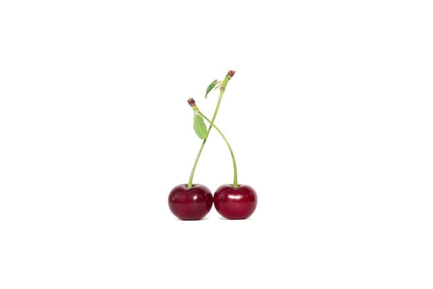Ripe cherry berries isolated on a white 