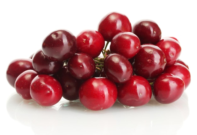 Ripe cherry berries isolated on white