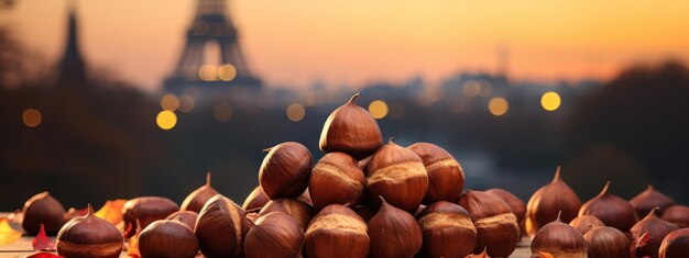 Ripe chestnuts in a bowl