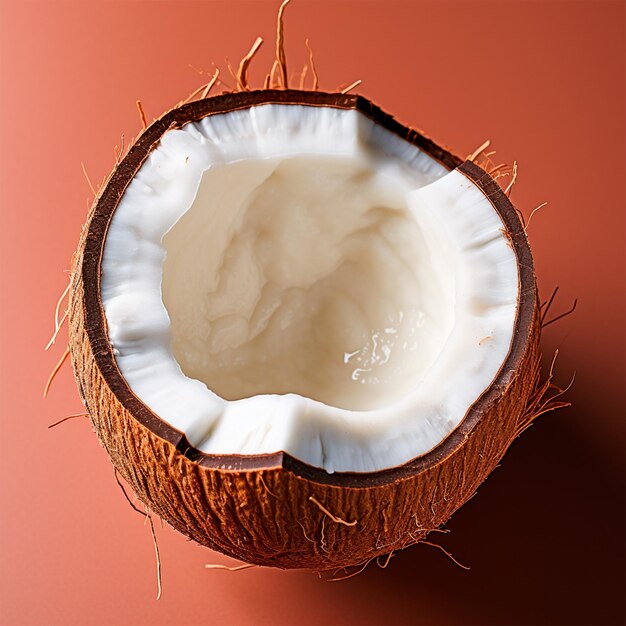 Ripe coconut coconut pulp coconut juice isolated background ai generated image