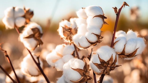 Ripe cotton in the garden Generative AI