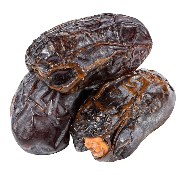 Ripe dates on white isolated background