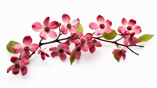 Ripe dogwood with leaves isolated on white background