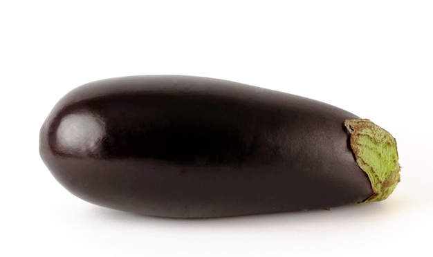 Ripe eggplant in the singular on a white background