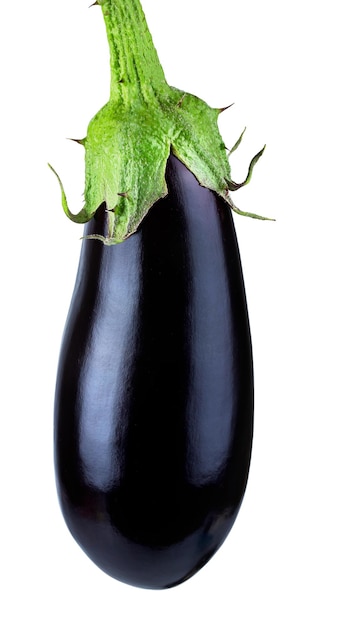 Ripe eggplant with green peduncle vegetable isolated