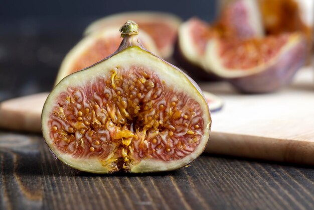 ripe figs cut into pieces close up