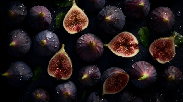 Ripe figs with water drops banner Generative AI 4