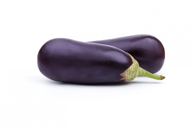 Ripe fresh aubergine isolated on white space