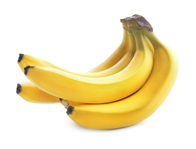 Ripe fresh bananas on white background