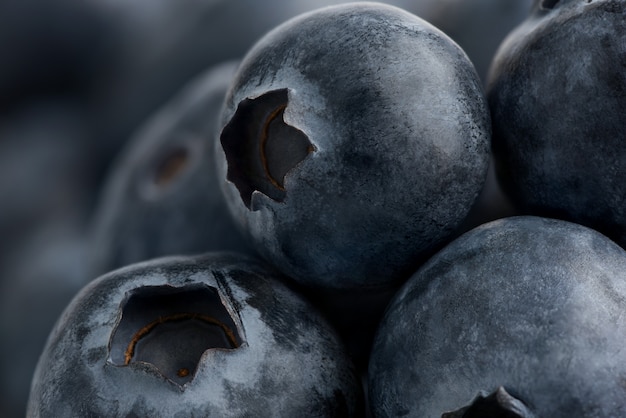 Ripe fresh blueberries super close up. Design, vegetarian lifestyle, eye vitamins. Natural background. Forest berries.