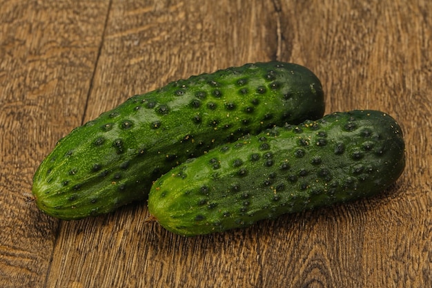 Ripe fresh green two cucumbers