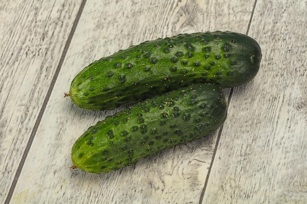 Ripe fresh green two cucumbers