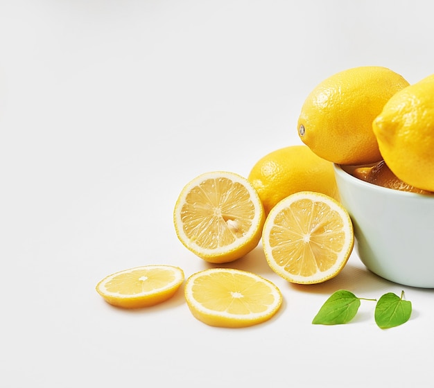 Ripe fresh group of lemons isolated