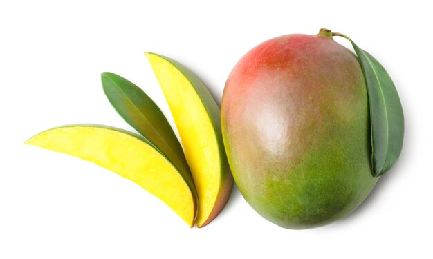 Ripe fresh mango isolated on a white background