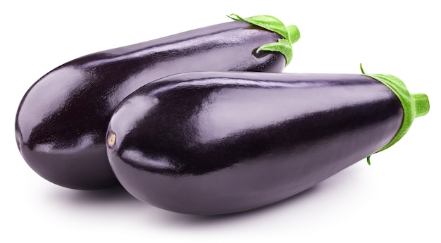 Ripe fresh raw purple eggplant isolated