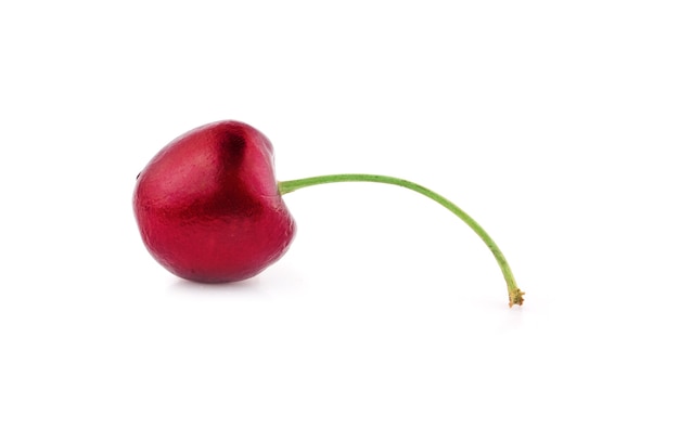 Ripe fresh red cherry isolated on white With clipping path.