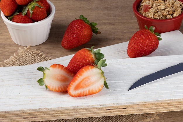 Ripe and fresh strawberries on the table Selective focus