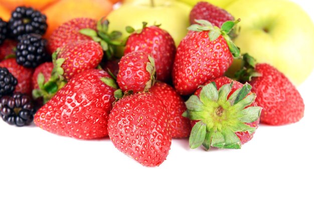 Ripe fruits and berries close up