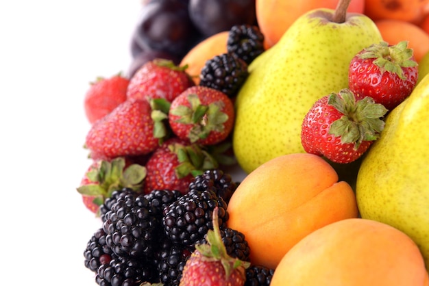 Ripe fruits and berries close up