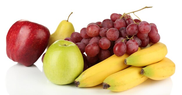 Ripe fruits isolated on white background