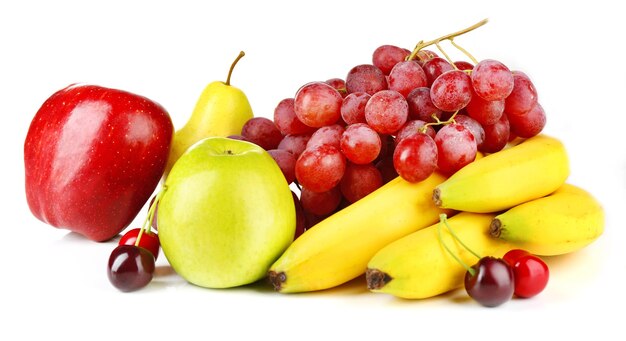 Ripe fruits isolated on white background