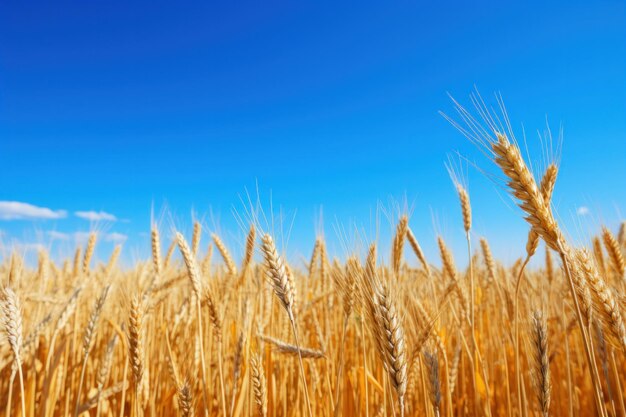 Фото Поле спелой золотой пшеницы на фоне голубого неба