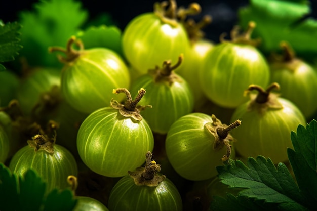 Ripe gooseberries macro photo