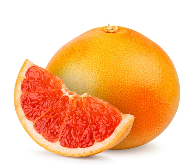 Ripe grapefruit and slice isolated