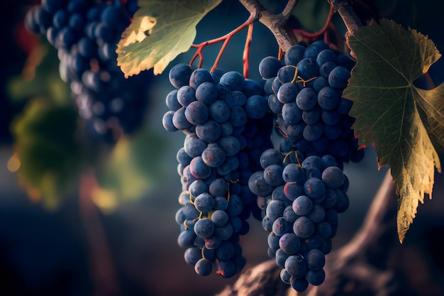 Ripe Grapes In A Vineyard Generative AIxA