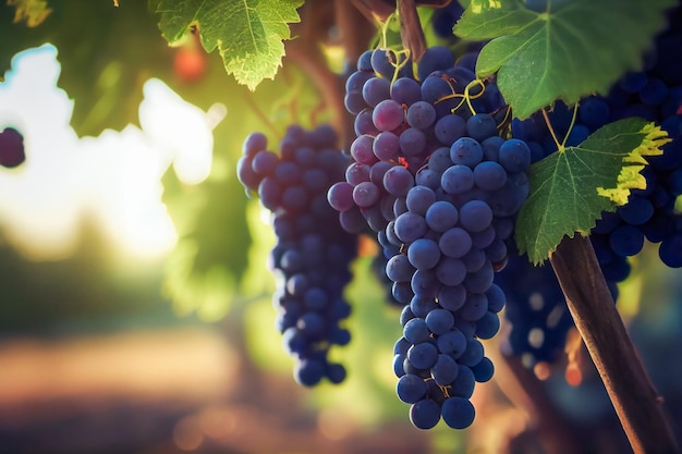 Ripe Grapes In A Vineyard Generative AIxA